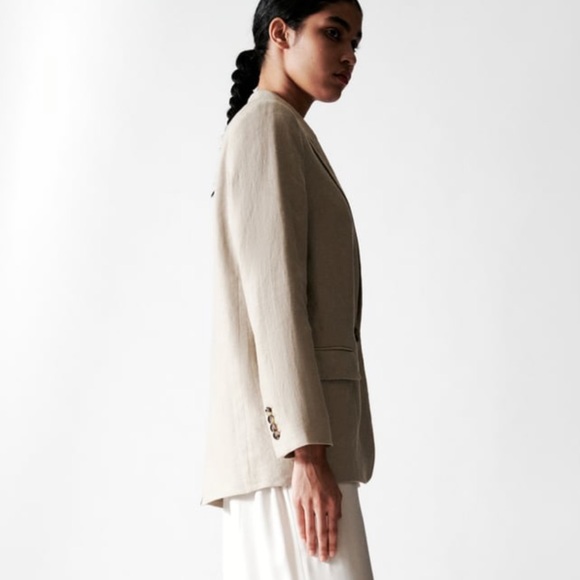 Zara STRAIGHT CUT LINEN BLAZER | Size Large - Picture 5 of 6